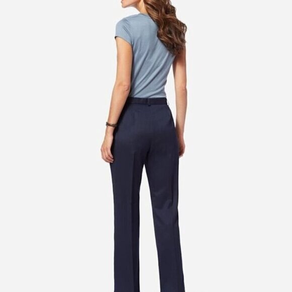 Pendleton Seasonless Wool Slacks Blue Pleated Straight Leg High Rise Pants 10 - Picture 2 of 12